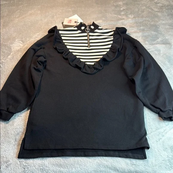 NWT Lazy Oaf Ruffle Sweater Dress Black Size Small - Picture 4 of 15